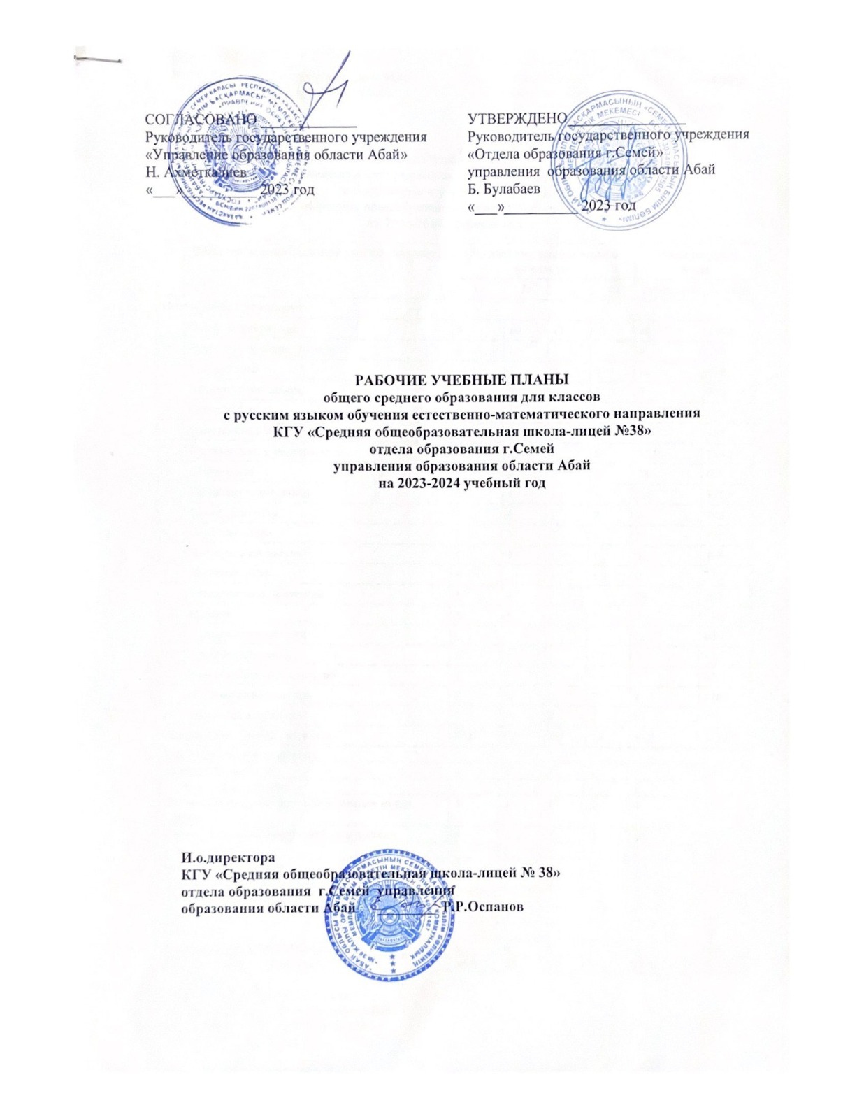 РАБОЧИЕ УЧЕБНЫЕ ПЛАНЫ 2023-2024 УЧЕБНЫЙ ГОД.